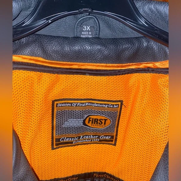 3XL First Mfg Co. Men's Leather Jacket Black - Picture 2 of 4